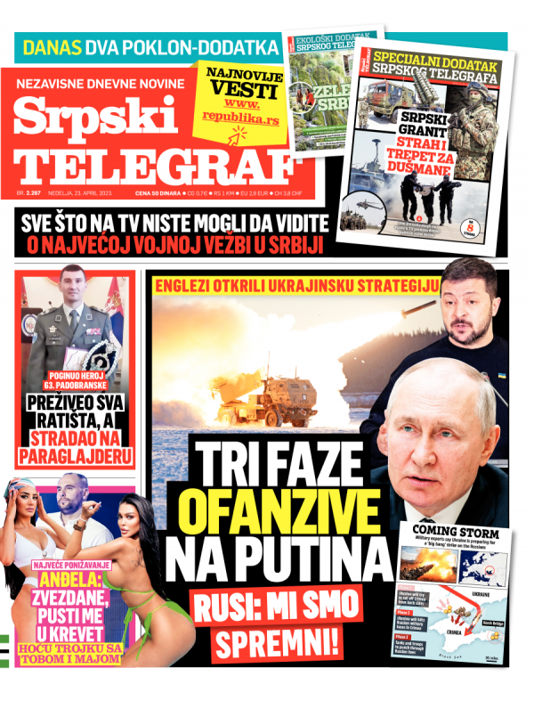 Republika | Naslovna Strana Srpskog Telegrafa Za 23.04.2023.