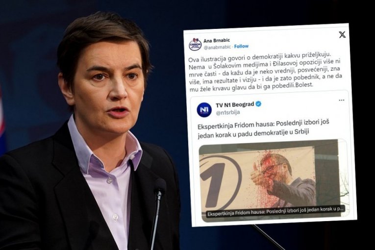 "ŽELE VUČIĆEVU KRVAVU GLAVU DA BI GA POBEDILI" Brnabić reagovala na sramni tekst Šolakovog i Đilasovog portala (FOTO)