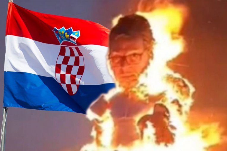 AKO TE MRZE USTAŠE ZNAČI DA RADIŠ PRVU STVAR: Bizarno paljenje lutke sa likovima predsednika Vučića i Putina