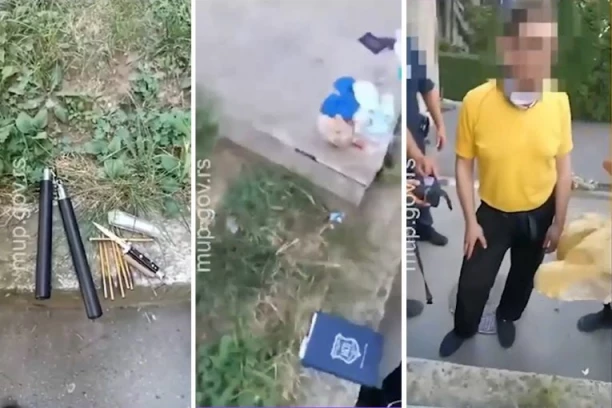 SAMOSTREL SA SEDAM STRELA, NEKOLIKO NOŽEVA..: Pogledajte šta je sve pronađeno kod muškarca (56) uhapšenog u centru Beograda! (VIDEO)