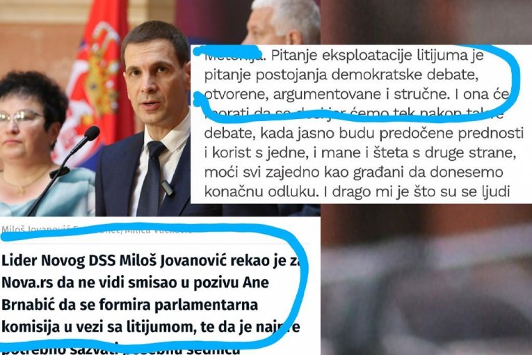 KAKAV LICEMER! MILOŠ JOVANOVIĆ SE ZALAGAO ZA DEBATU OKO LITIJUMA! Brnabićeva ga pozove da bude deo komisije za litijum, on promeni ploču za 180 stepeni! (FOTO)