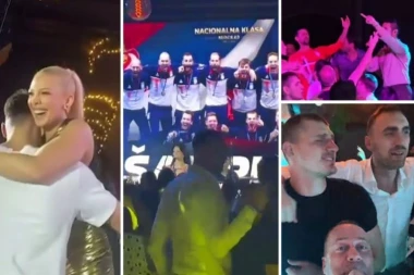 OVAKO SU DO ZORE SLAVILI SRPSKI OLIMPIJCI! Nole dizao TRI PRSTA, Jokić padao u TRANS, kapiten Bogi PAO NA GRUDI poznatoj pevačici! (VIDEO)