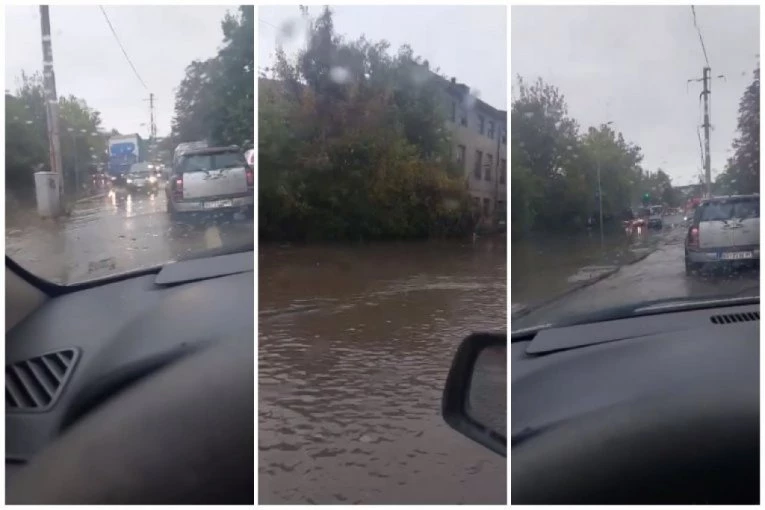 POTOP U RAKOVICI, SAOBRAĆAJ OTEŽAN! Zbog pljuska formiralo jezero, automobili mile kroz vodu! (VIDEO)