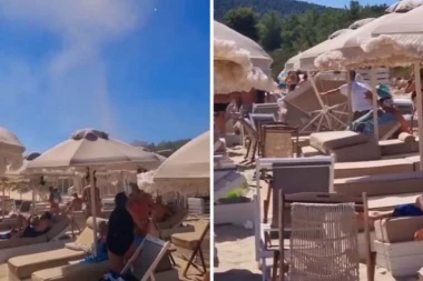 JEZIVA SCENA NA GRČKOJ PLAŽI, ČUO SE SAMO PLAČ I VRISKA DECE: Turisti u panici beže pokušavajući da se spasu, dok PIJAVICA NOSI SVE PRED SOBOM (VIDEO)