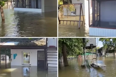 ZASTRAŠUJUĆE SCENE KOD SOMBORA! Dunav poplavio celo jedno naselje! IZ VODE VIRE KROVOVI, LJULJAŠKE... (VIDEO)