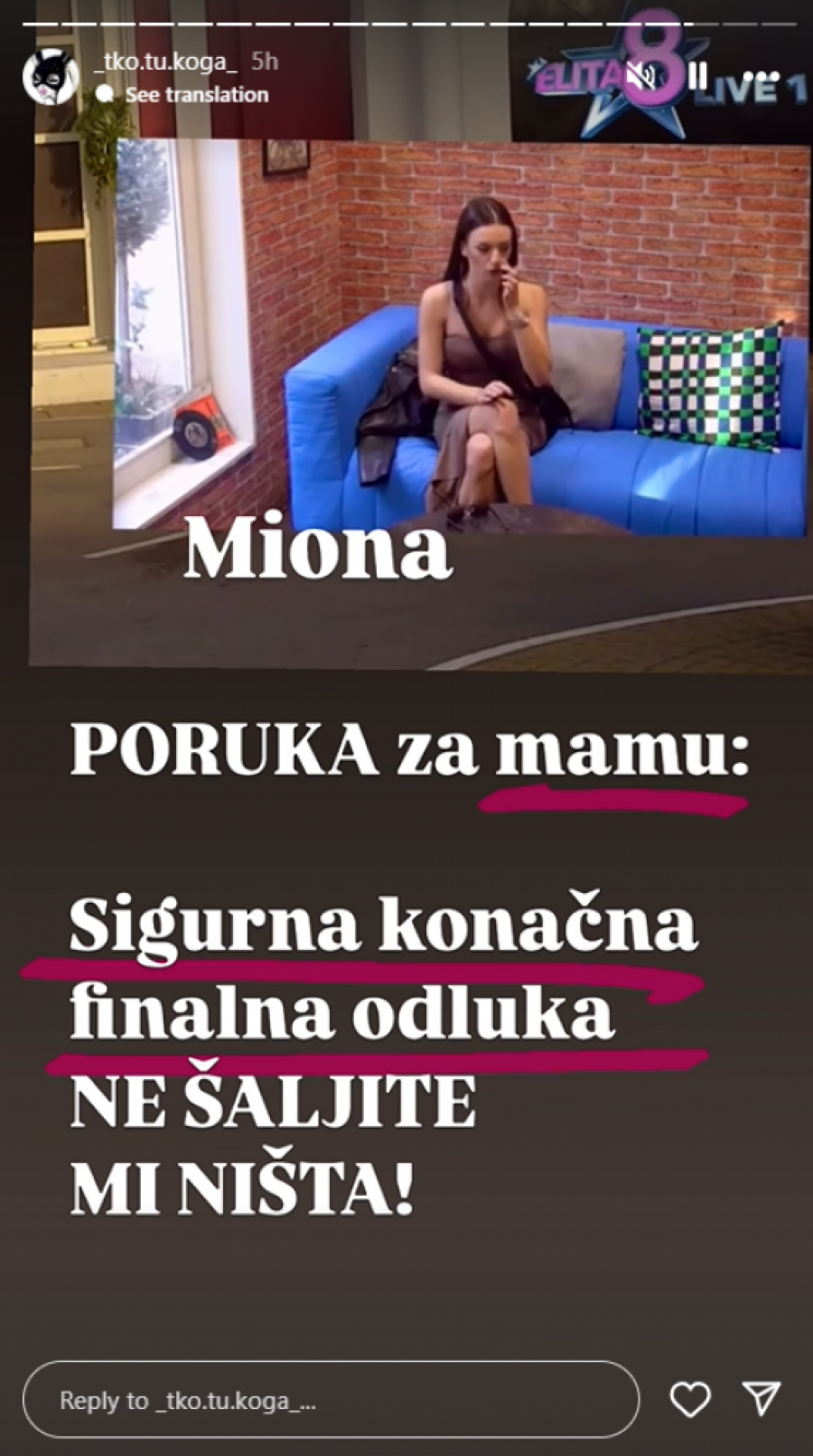 DISKVALIFIKOVANA MIONA JOVANOVIĆ SE OBRATILA MAJCI! Isplivali detalji razgovora, ZAMOLILA JE SAMO JEDNO!