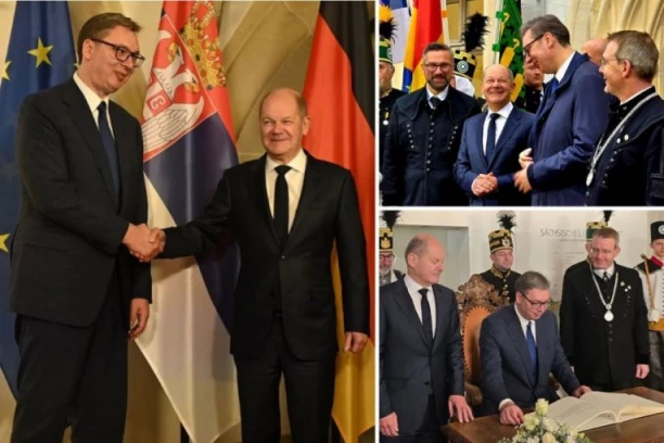 ŠOLC DOČEKAO VUČIĆA! Počeo sastanak predsednika Srbije i kancelara Nemačke (FOTO)