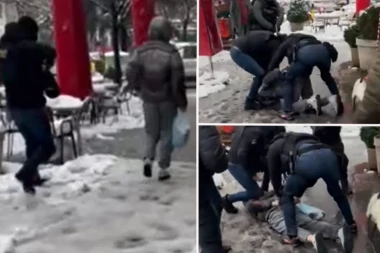 PRIŠLI MU S LEĐA I OBORILI GA U SNEG! Pogledajte kako je uhapšen razbojnik u Beogradu (FOTO/VIDEO)