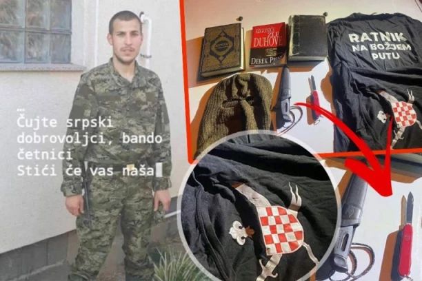 UHAPŠEN HRVATSKI EKSTREMISTA KOJI JE UČESTVOVAO NA PROTESTIMA U NOVOM PAZARU! Oduzeta mu dva noža i majice sa natpisom "RATNIK NA BOŽIJEM PUTU"!