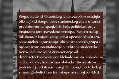 STUDENTI FILOZOFSKOG ODUSTALI OD 24 ČASA BLOKADE: Odluka pala zbog upliva opozicije, aktivista i interesnih grupa (FOTO)