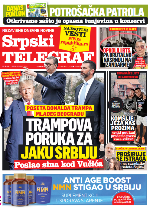 Srpski telegraf - Naslovna strana